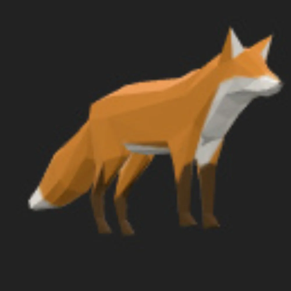Animated low-poly fox model preview