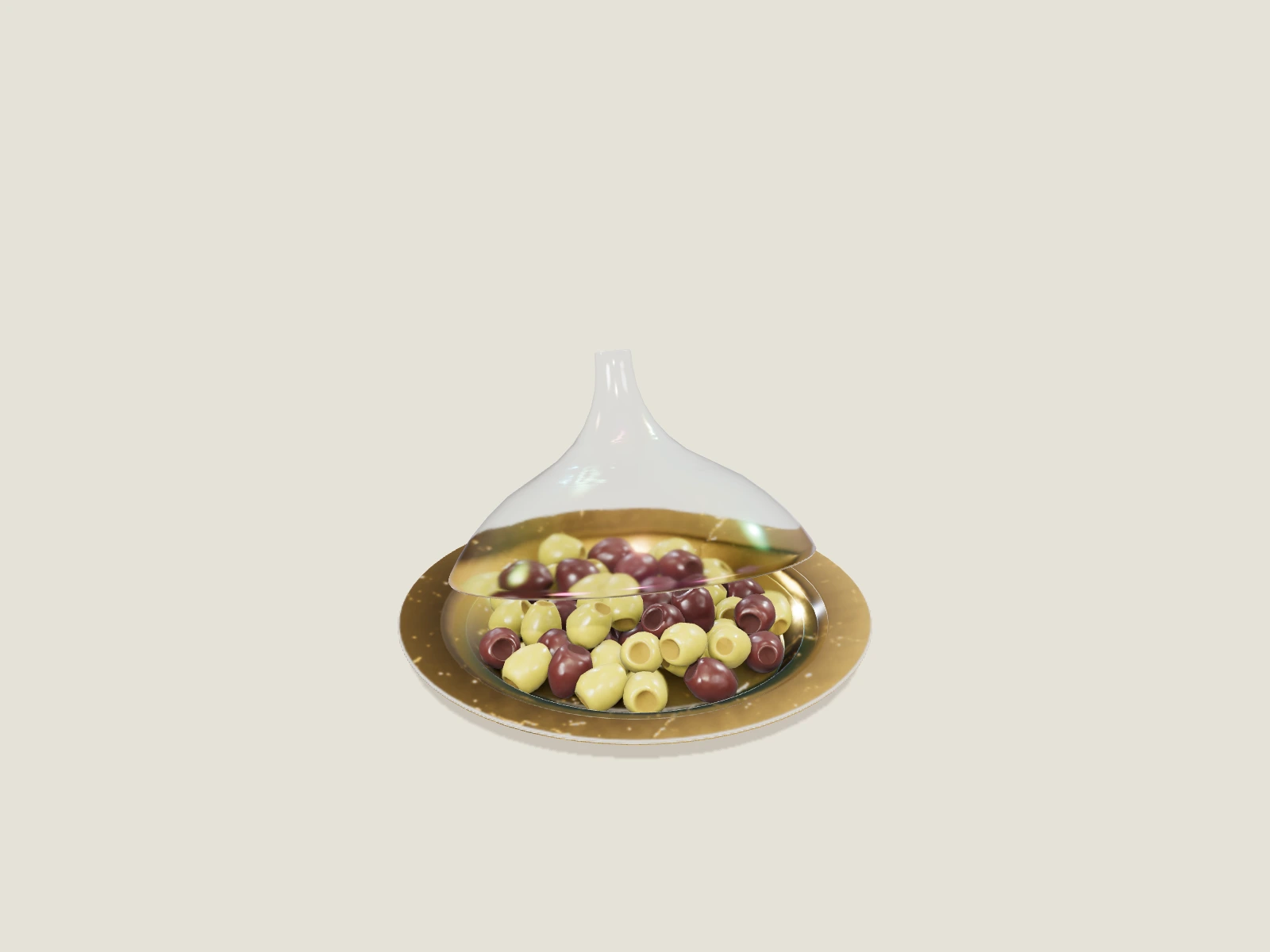 Glass dish with olives model preview