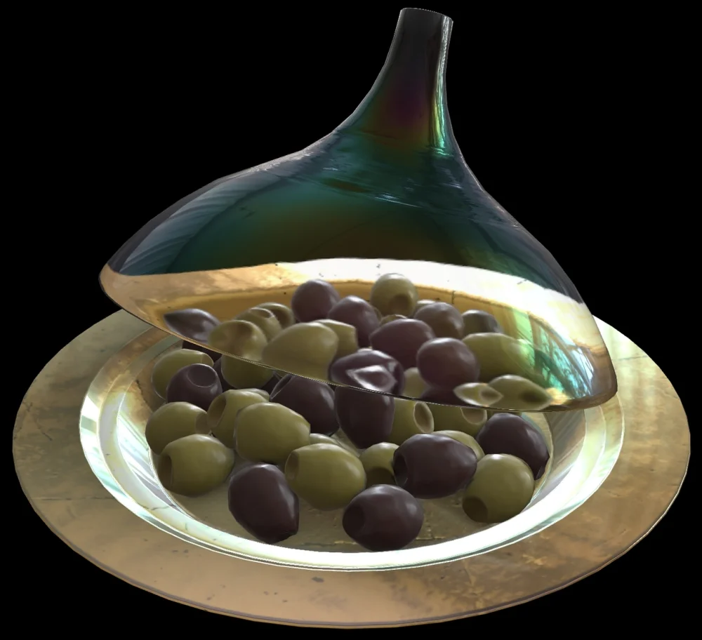 Glass dish with olives model preview