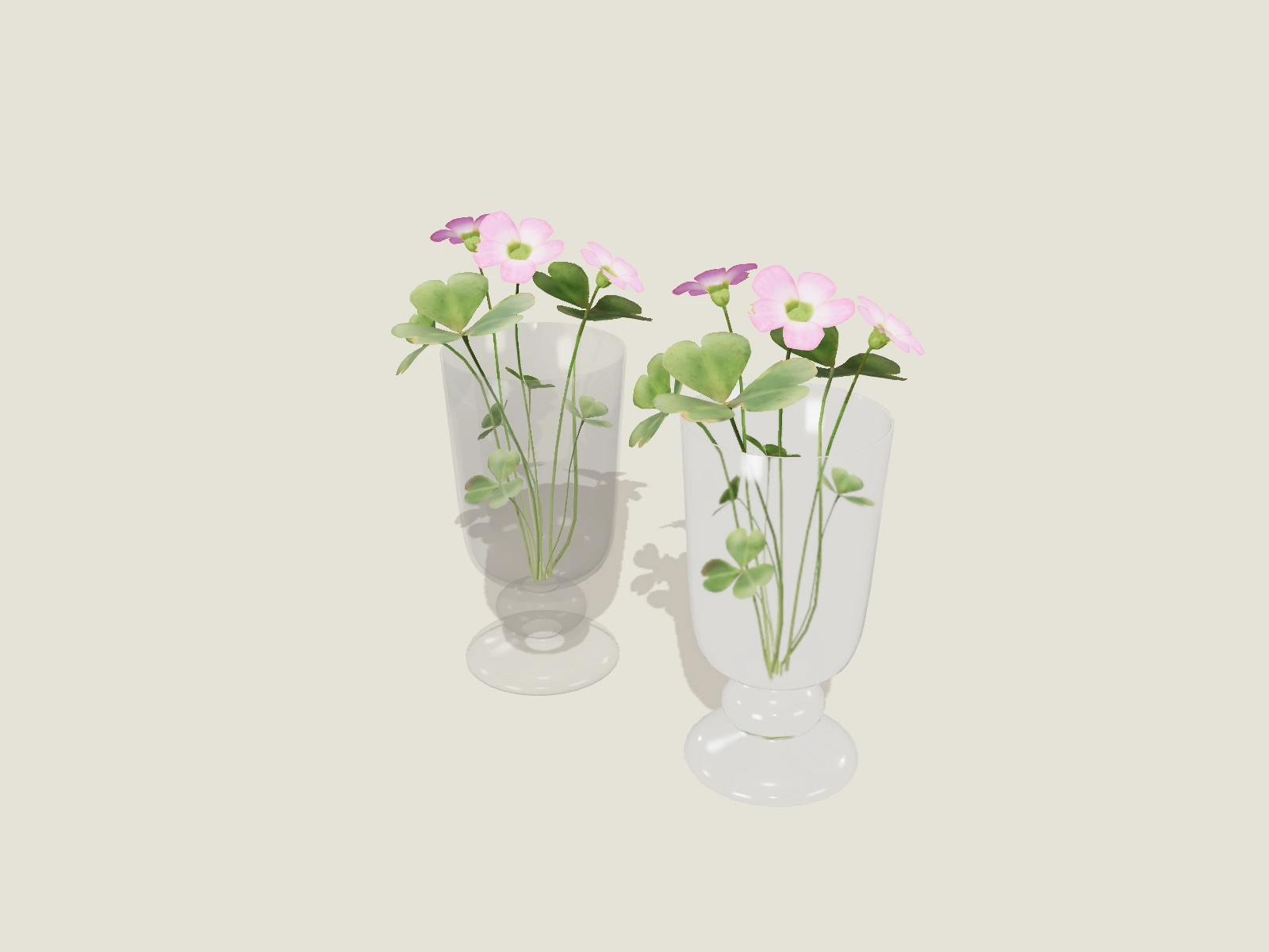 Glass vases and flowers model preview