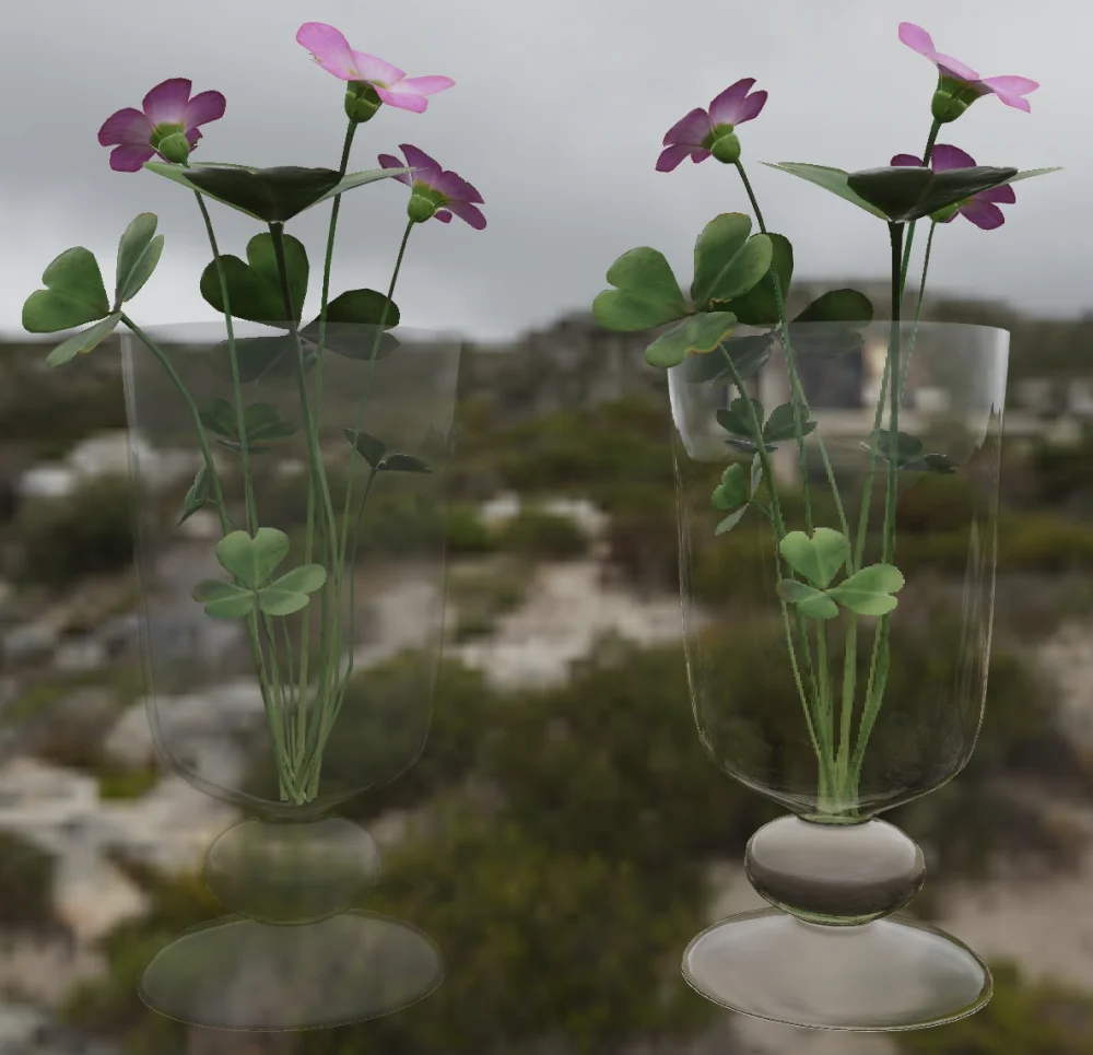 Glass vases and flowers model preview