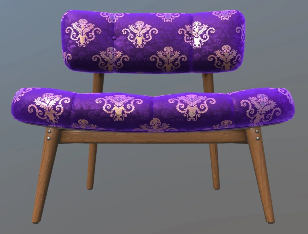 Purple damask chair model preview
