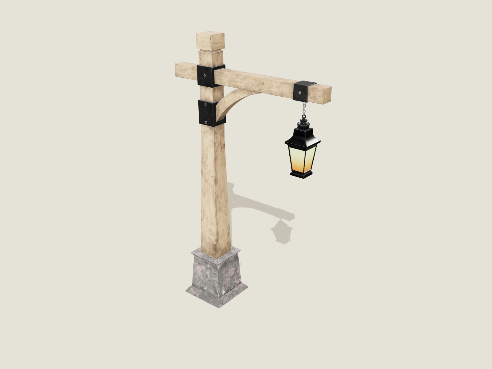 Wooden street lantern model preview