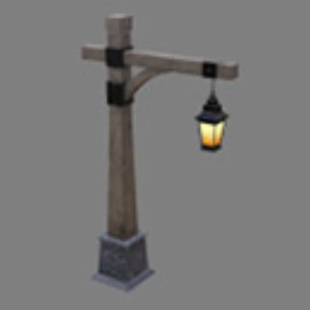 Wooden street lantern model preview